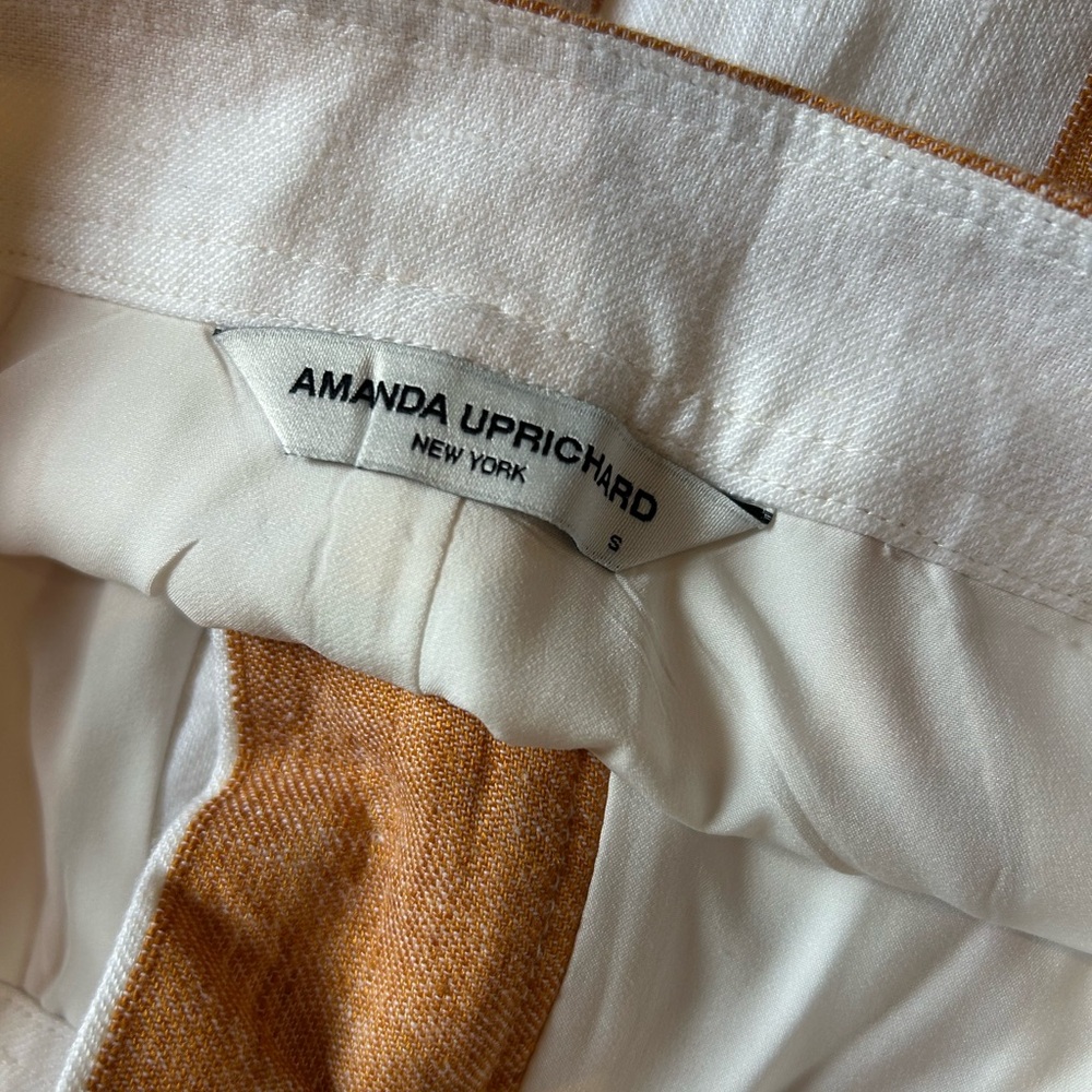 Amanda Uprichard High Waist Striped Tan and White Shorts - Picture 2 of 2